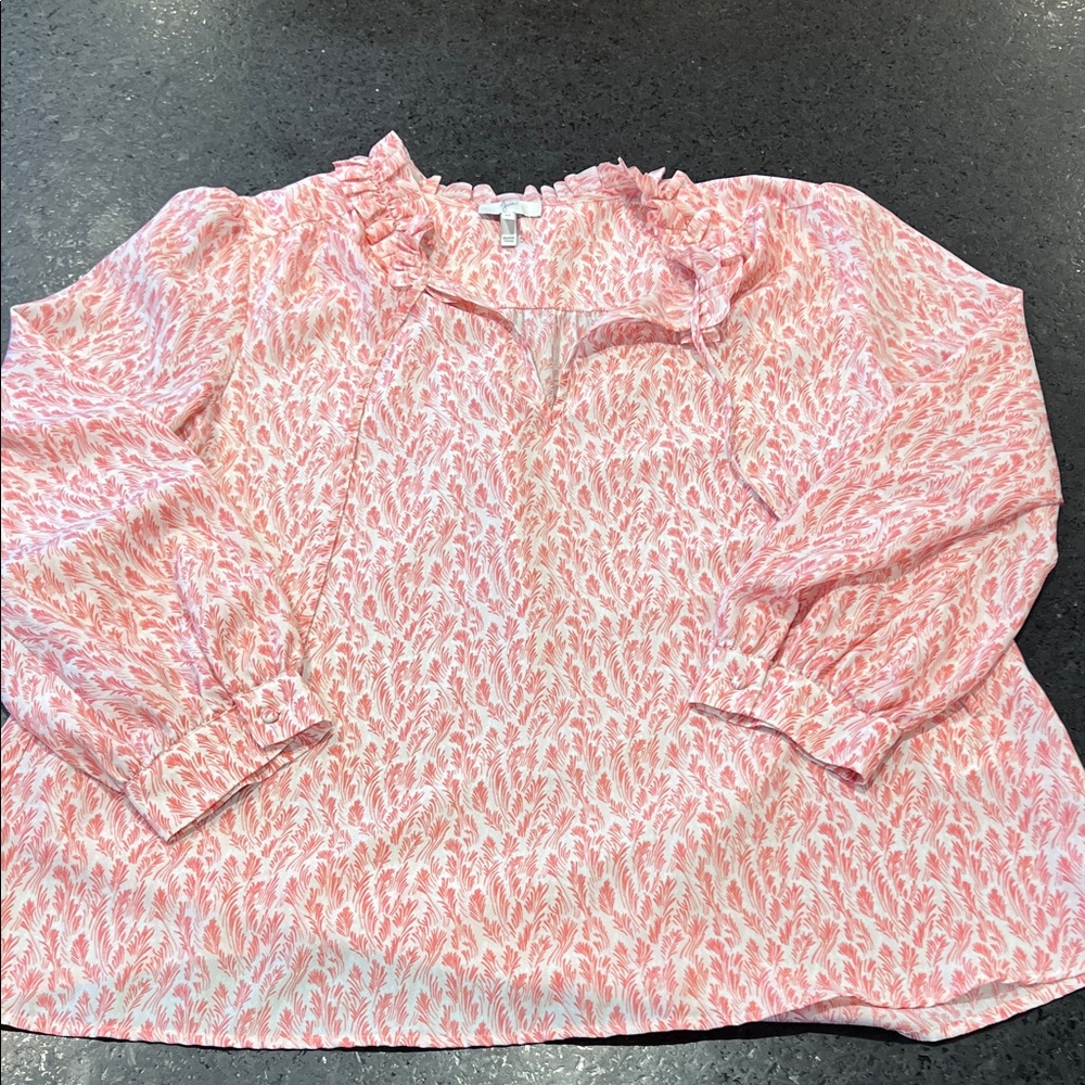 Joie Coral and White Patterned Top
